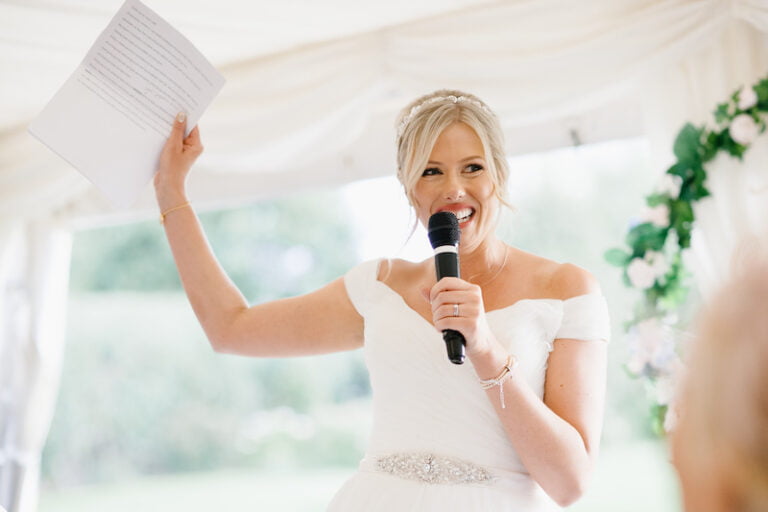 Wedding speech with handheld microphone