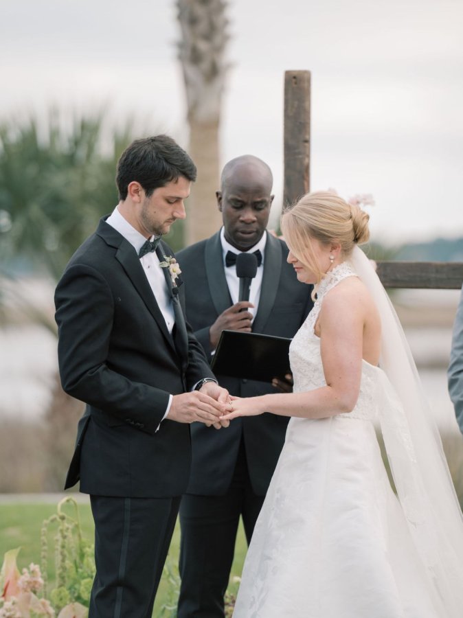Handheld mic prepared for vows