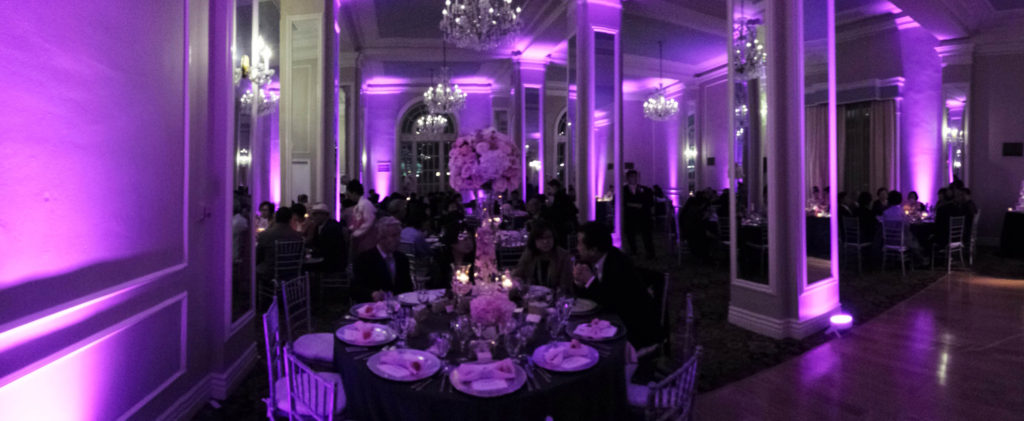Uplighting in event room
